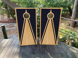 Waterproof Cornhole WRAPS / Navy Wood Grain / Natural Wood Grian  / Lami... - $85.00