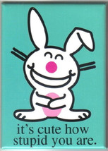It&#39;s Happy Bunny Figure it&#39;s cute how stupid you are Refrigerator Magnet UNUSED - £3.97 GBP