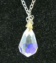 Vintage Teardrop Faux Crystal Faceted Chain Necklace - $14.80