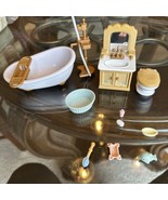 Sylvanian Families Epoch Bathroom Furniture Set Bathtub Vanity Accessories Lot - £15.35 GBP