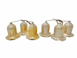 Vintage Champagne Iridescent Set Of 2 Glass Clusters Bell Christmas Ornaments - £19.48 GBP