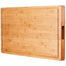 Large Bamboo Cutting Boards for Kitchen BEZIA 20&quot; x 15&quot; Thick Butcher Bl... - £76.97 GBP