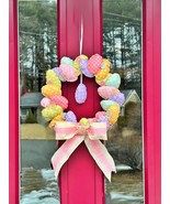 Fabric Easter Egg Wreath Seasonal Door Decoration--sustainable crafts made with  - $26.00