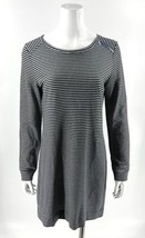 Lou &amp; Grey Loft Dress Size M Navy Blue White Stiped Long Sleeve Zipper Shoulder - £23.36 GBP