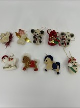 VTNG Lot Of 9 Flocked Christmas Hanging  Ornaments Horse Angel Snowman B... - $12.00