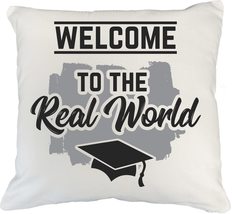 Make Your Mark Design Welcome to The Real World. Graduation White Pillow Cover f - £19.12 GBP+