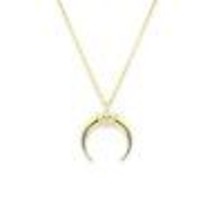 0.10CT Round Moissanite 14K Yellow Gold Plated Crescent Moon Pendant Necklace - £60.14 GBP