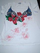 WB Atlas Top Embellished Guns And Roses T-SHIRT Womens Size XXL White - $6.90