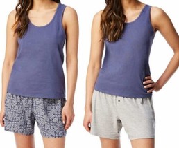 LUCKY Brand ~ INDIGO BLUE ~ Large (L) ~ 3 Piece Pajama Tank &amp; Shorts Set - £18.39 GBP