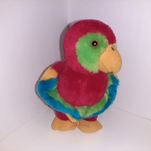 Vintage R. Dakin Bird Plush Macaw Parrot Red Green Blue Stuffed Animal 1980 - $9.90