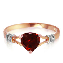 0.47 tcw 14k Solid Gold Red Garnet Gemstone Ring w/ Natural Diamond Size 5-11 - £369.12 GBP