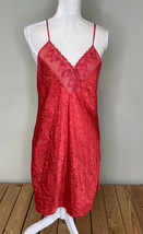 Vintage val mode lingerie spaghetti strap Nightgown Teddy nightie Size M Red M4 - £15.96 GBP