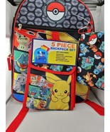 Pokemon 5 Piece Backpack  NEW WITH Lunch Bag,supply Case,clip &amp; Key Chai... - $24.99