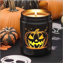 Halloween Candle with LED Pumpkin Face, Halloween Decor Fall Candle with... - £14.08 GBP