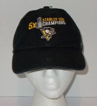 Pittsburgh Penguins 5x Stanley Cup Champs Strapback Hat Cap Black OSFM - $14.80