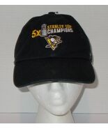 Pittsburgh Penguins 5x Stanley Cup Champs Strapback Hat Cap Black OSFM - $14.80