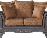Roundhill Furniture San Marino 2-Tone Fabric Loveseat Love Seats, Chocolate - $1,921.99