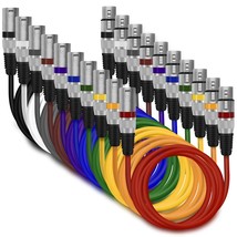 Gearit Xlr To Xlr Microphone Cable, 3 Ft., 10 Pack, 3-Pin, Multi Colored. - £41.53 GBP