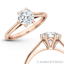 Forever ONE DEF Round Moissanite 6Pr Solitaire Engagement Ring in 14k Rose Gold - £457.14 GBP+