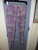 LuLaRoe HYDRANGEA Purple/Off White Leggings Size OS Women&#39;s EUC - £19.21 GBP