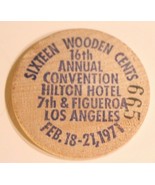 Vintage Los Angeles California Wooden Nickel Hilton Hotel 1971 - £3.71 GBP