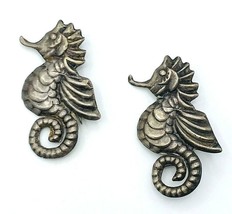 Set of 2 Vintage Mexico Sterling Silver Seahorse Brooches - £34.26 GBP