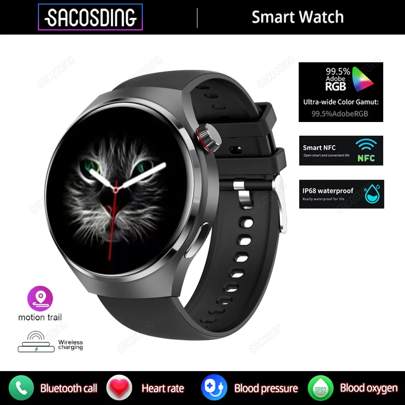 For GT4 Pro Smart Watch Men NFC GPS Tracker AMOLED 360*360 HD Screen Hea... - $78.07