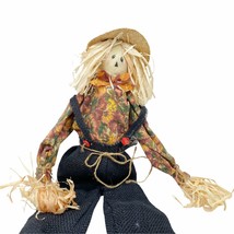 Vintage Halloween Scarecrow Shelf Sitter Straw Burlap Fall  Autumn Country Farm - $19.75