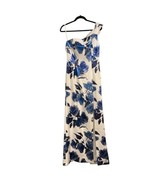 Black Halo Dress Eve Dolan One Shoulder Gown Size 8 White Blue Brushed F... - $186.64