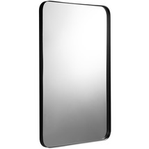 32&quot;x20&quot; Wall-Mounted Rectangle Mirror Metal Bathroom Entryway Bedroom Black - £81.51 GBP