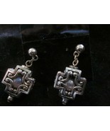 Silver Filigree Post Back Dangle Earrings With Bead Stone Insert Gently ... - £11.71 GBP