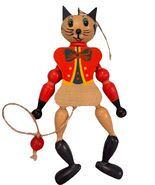 Vintage Austria Wood Jumping Jack Cat Toy Figurine Germany - $18.99