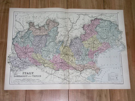 1891 Antique Map Of Northern Italy Lombardy Milan Venice - £15.97 GBP