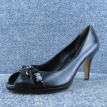 Cole Haan  Women Peep Toe Heel Shoes Black Leather Size 10 Narrow - £19.39 GBP