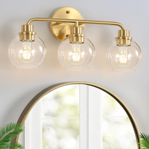 Bathroom Light Fixtures Gold Vanity 3 Light Wall Sconces Lighting Brushed Brass  - £63.77 GBP