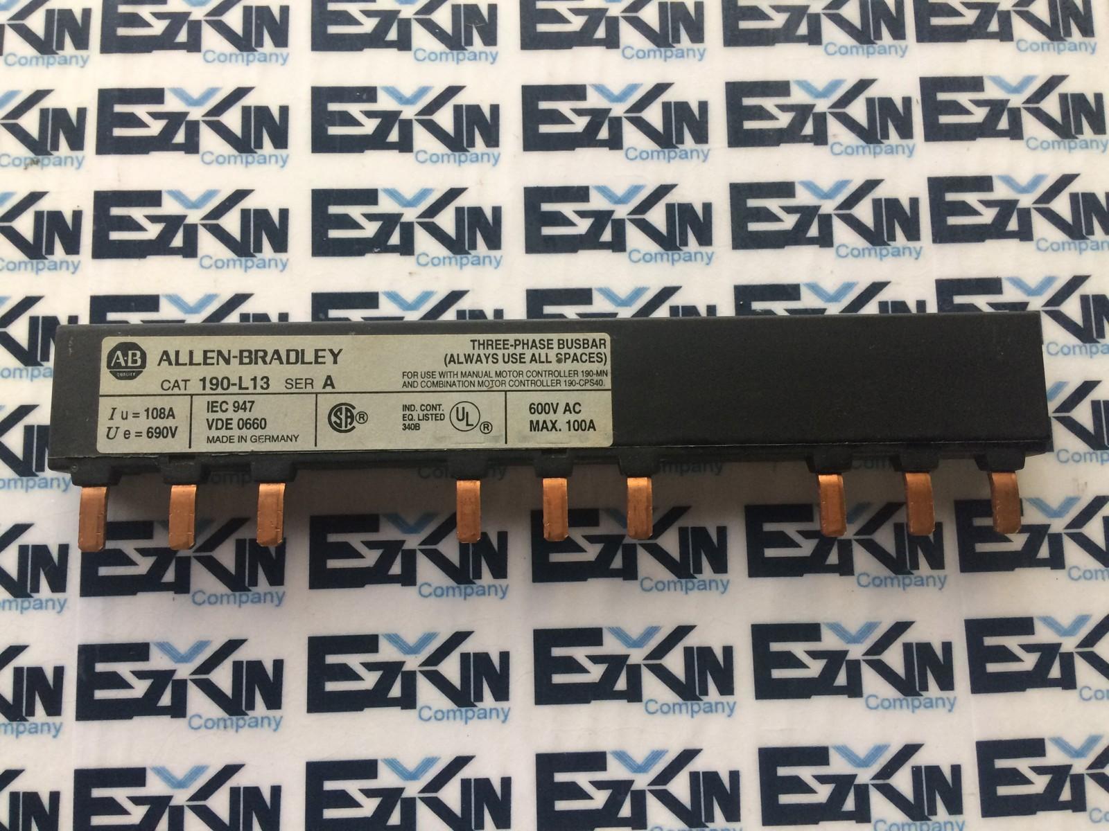 Allen-Bradley 190-L13 SER A 3-Phase Busbar 600VAC 100Amp  - $15.60