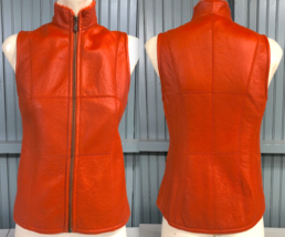 Audrey Talbott New Zealand Orange Shearling Lamb Leather Zip Vest Extra ... - $108.97