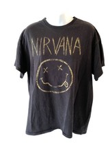 Nirvana Shirt Mens Medium Band Rock Concert Smiley Punk Short Sleeve Grunge - $14.36