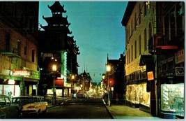 Chinatown at Night Grant &amp; California Streets Chrome Postcard - £5.79 GBP