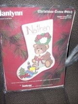 &quot;&quot;TEDDY BEAR COUNTED CROSS STITCH STOCKING KIT&quot;&quot; - WORKED ON MONK&#39;S CLOTH - £19.02 GBP