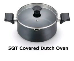 T-FAL ~ BLACK ~ 5 Quart Dutch Oven w/Lid ~ Non-Stick ~ Thermo-Spot ~ Coo... - $48.00