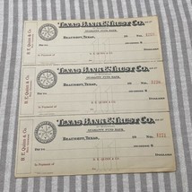 Vintage Blank Checks 1920s Texas Bank And Trust Beaumont B.E. Quinn Rice... - £16.43 GBP