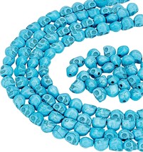 480 Turquoise Blue Skull Beads Howlite Gothic Halloween 8mm Bulk 10 Strands - £17.20 GBP