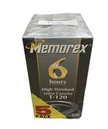 Vintage Memorex T-120 6 Hours High Standard Video Cassette 5 Pack SEALED... - $12.22 CAD