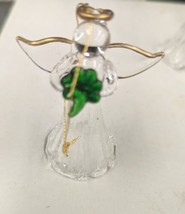 Hand Blown Spun Glass Angel Christmas Ornament Celtic Clover Irish St. P... - £19.66 GBP