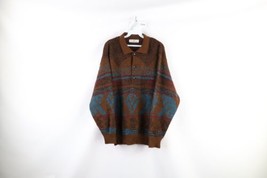 Vtg 90s Coogi Style Mens Large Ed Bassmaster Alpaca Wool Knit Collared Sweater - £69.86 GBP