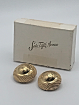 Vintage Christian Dior Gold Classic Button Clip-on Earrings Retro - £159.12 GBP