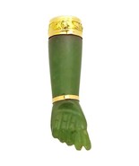 Large Vintage 14K Yellow Gold &amp; Green Jade Figa Fist Pendant Charm - £316.19 GBP