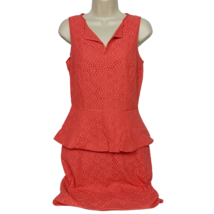 Max Studio Sheath Dress Size 2 Coral Sleeveless V Neck Crochet Ruffles Z... - $29.70