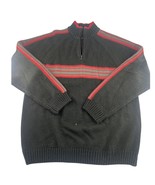 Vtg Fusion Sweater Mens Large Black Red Gray 1/4 Zip Pullover Grandpa Knit - €15,67 EUR